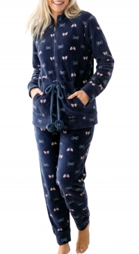 Pyjama polaire pilou pilou bleu veste imprimé pantalon Pyjama polaire pilou pilou bleu veste imprimé pantalon