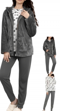 Pyjama 3 pièces pilou pilou pour femme gris Pyjama 3 pièces pilou pilou pour femme gris