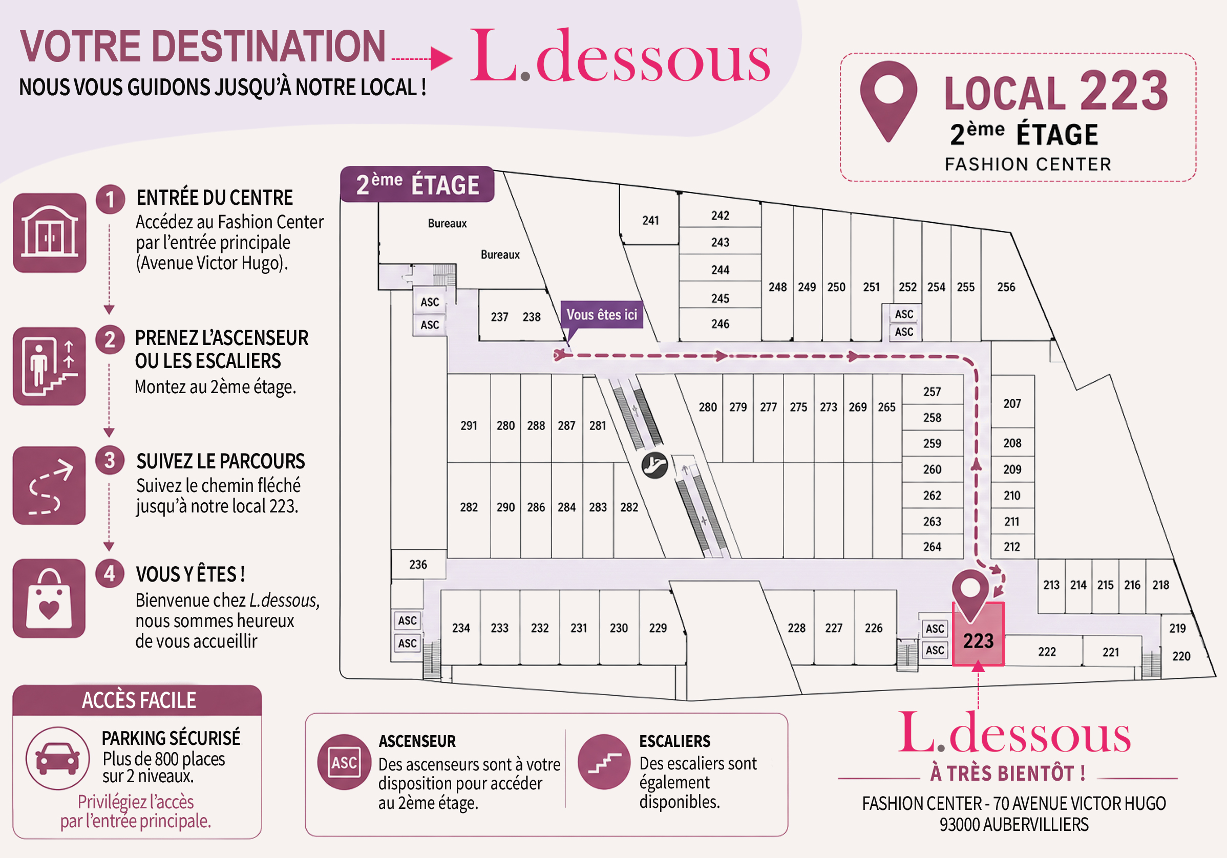 Plan d'acc&egrave;s showroom L.dessous