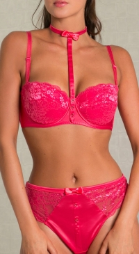 Ensemble soutien-gorge  bonnet B et string rouge