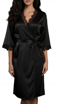 veste kimono satin noir