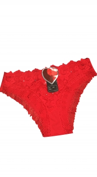Culotte dentelle rouge coton