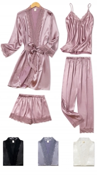 Ensemble pyjama satin 4 pièces