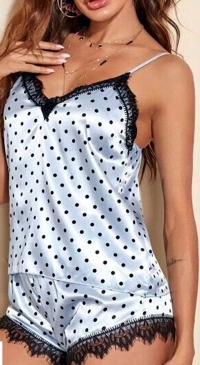 Top and short satin à pois