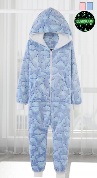 Pyjama capuche phosporescent choix de couleur (de 4 à 14 ans)