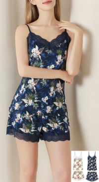 Pyjama débardeur short imprimé fleur