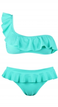 Bikini uni asymétrique vert