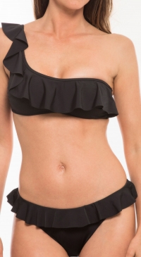 Bikini uni asymétrique noir