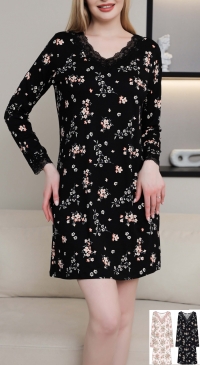 Chemise de nuit imprimée manches longues
