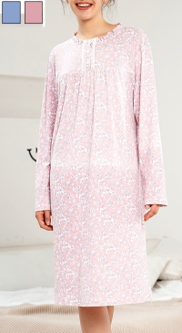 Chemise de nuit imprimée manches longues