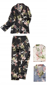 Pyjama satin imprimé fleurs