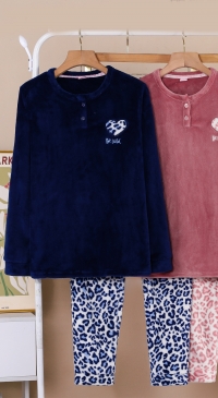 Pyjama pilou pantalon imprimé léopard