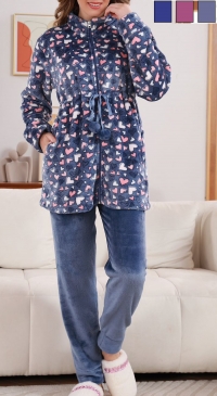 Pyjama pilou imprimé avec veste réglable