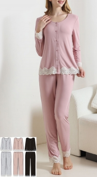 Pyjama intersaison avec dentelle