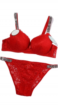 Soutien gorge bonnet B rouge et culotte