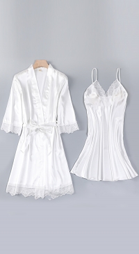 Ensembles nuisette et kimono satin blanc