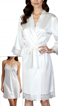 Ensembles nuisette et kimono satin blanc