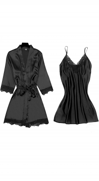 Ensembles nuisette et kimono satin noir