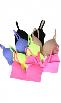 Brassières microfibre rembourrées couleurs (S/M et L/XL)