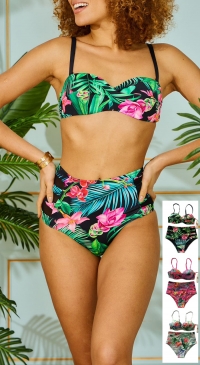 Maillot de bain 2 pièces imprimé tropical