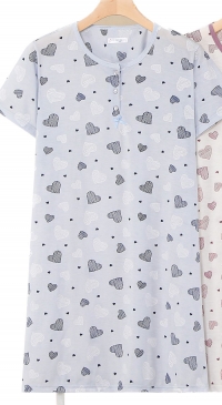 Chemise de nuit manches courtesimprimés coeurs grande taille (du 48 au 56)