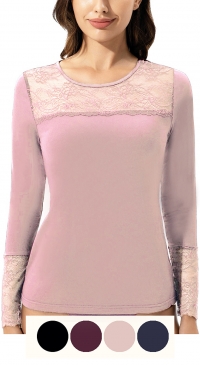 Sous-pull thermal moulant et extensible avec dentelle rose clair
