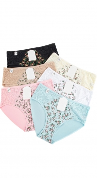 Culotte grandes tailles coton fleurs et dentelle
