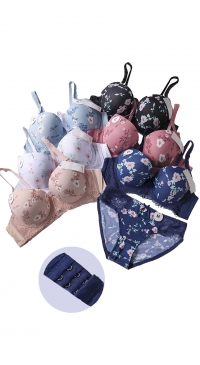 Soutien-gorge imprimé fleurs bonnet C et culotte