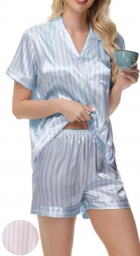 Pyjama été en satin rayures pastel