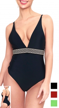 Maillot une pièce décolleté avec décoration pailleté