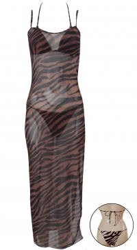 Bikini et robe de plage assortie imprimé tigré