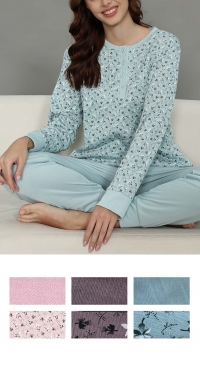 Pyjama molletonné pantalon imprimé fleur