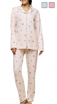 Pyjama imprimé coeurs intersaison S au XXL