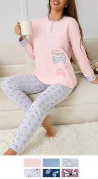 Pyjama molletonné pantalon imprimé noeuds M au 3XL