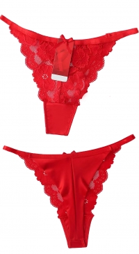 String rouge sexy dentelle