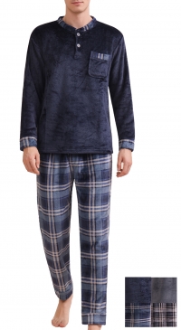Pyjama homme velours et molletonné à carreaux