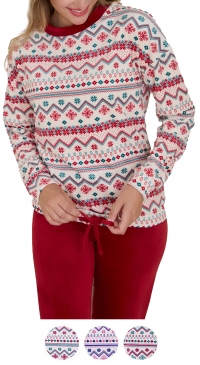 Pyjama polaire motifs jaquard ambiance Hiver et Noël (M au 3XL)