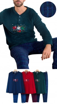 Pyjama homme en pilou pilou pour Noël et Hiver (M au XXXL)