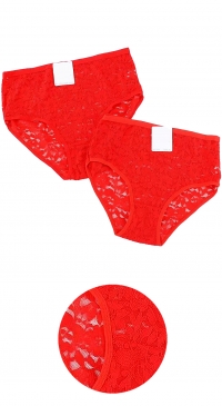 Culotte rouge en dentelle