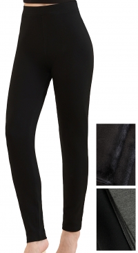 Pantalon legging intérieur polaire effet velours noir et gris