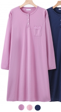 Chemise de nuit imprimée pois molletonnée avec poche M au 3XL