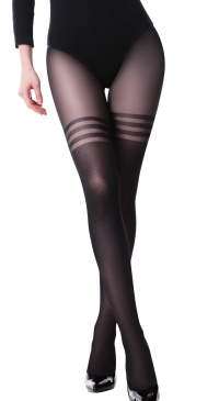 Collant opaque fantaisie avec rayures sexy