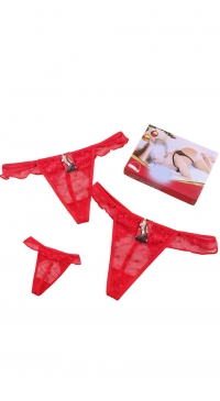 String transparent sexy dentelle rouge