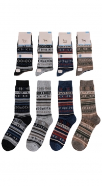12 paires de chaussettes laine imprimé hiver