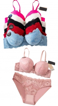 Soutien-gorge bonnet B dentelle push-up et culotte assortie