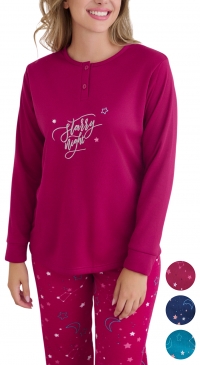 Pyjama molletonné coton épais brodé et imprimé M au 3XL Pyjama molletonné coton épais brodé et imprimé M au 3XL