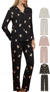 Pyjama intersaison imprimés pois et oursons S au XXL