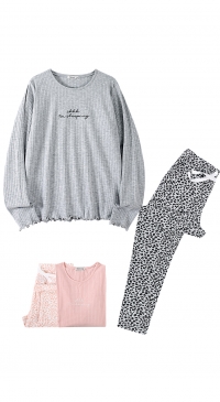 Pyjama coton avec pantalon léopard S au XXL