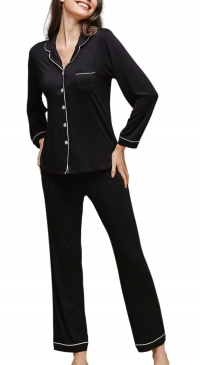 Pyjama uni veste et pantalon noir