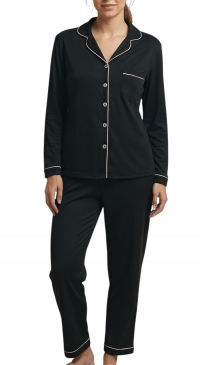 Pyjama uni veste et pantalon noir Pyjama uni veste et pantalon noir